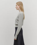 W CLASSIC LOGO CROP KNIT IN MELANGE GRAY image 2