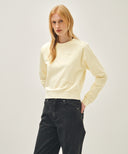 W LACE DETAIL CROP SWEATSHIRT IN IVORY image 2