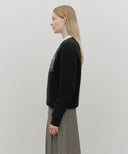 BOUCLE CLASSIC LOGO KNIT PULLOVER IN BLACK image 5