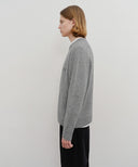 LETTERING LOGO KNIT PULLOVER IN HEATHER GREY image 2