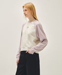 W BLOCK CLASSIC LOGO RAGLAN CROP SWEATSHIRT IN LIGHT PURPLE image 2