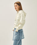 W CLASSIC LOGO CROP HOODIE ZIPUP IN IVORY image 5