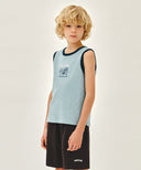 KIDS WAFFLE RINGER SLEEVELESS IN LIGHT BLUE image 2