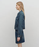 W DENIM TUCK DETAIL JACKET IN LIGHT BLUE image 2