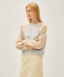 W BLOCK CLASSIC LOGO RAGLAN CROP SWEATSHIRT IN CORAL PINK image 2
