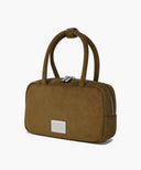CLASSIC LOGO SQUARE SUEDE MINI TOTE BAG IN CAMEL image 2
