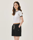 W AEROCOOL SMALL CLASSIC LOGO SLIM RINGER TEE IN IVORY