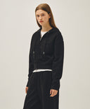 W CLASSIC LOGO CROP HOODIE ZIPUP IN BLACK BLACK image 2