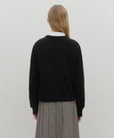 BOUCLE CLASSIC LOGO KNIT PULLOVER IN BLACK image 6