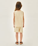 KIDS TERRY SLEEVELESS+PANTS SET-UP IN CREAM image 3