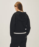 W CLASSIC LOGO CROP HOODIE ZIPUP IN BLACK BLACK image 3