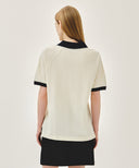 SMALL CLASSIC LOGO PK COLLAR POINT TEE IN IVORY image 6