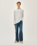 M RELAXED FIT BOOTS-CUT DENIM PANTS IN BLUE image 3