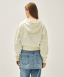 W CLASSIC LOGO CROP HOODIE ZIPUP IN IVORY image 6