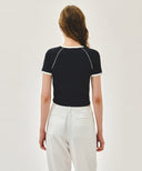 W AEROCOOL SMALL CLASSIC LOGO SLIM RINGER TEE IN NAVY