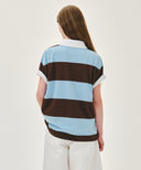 SMALL CLASSIC LOGO RUGBY STRIPE OVERSIZED COLLAR TEE IN SKY BLUE image 3