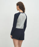 W BASIC CROP LONG SLEEVE IN HEATHER GREY image 3