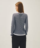 W RINGER STRIPE LONG SLEEVE TEE IN NAVY image 3