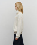 HALF NECK ZIPUP KNIT IN CREAM image 7