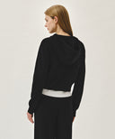 W SMALL CLASSIC LOGO CROP KNIT HOODIE ZIPUP IN BLACK image 3