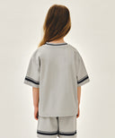 KIDS V NECK NYLON WOVEN TEE IN LIGHT GRAY image 3