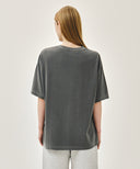OUTLINE CLASSIC LOGO OVERSIZED DYEING TEE IN CHARCOAL GREY