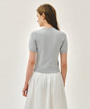 W SMALL CLASSIC LOGO HALF KNIT PULLOVER IN HEATHER GREY image 3