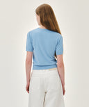 W SMALL CLASSIC LOGO HALF KNIT PULLOVER IN SKY BLUE image 3