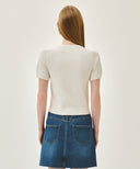 W SMALL CLASSIC LOGO HALF KNIT PULLOVER IN IVORY image 5