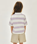 KIDS MULTI STRIPE COLLAR TEE IN LIGHT PURPLE image 3
