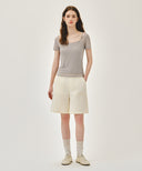 W BERMUDA HALF PANTS IN IVORY image 3