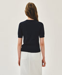 W DOODLE BEAR HALF KNIT PULLOVER IN NAVY image 3