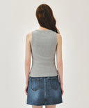 W RIBBON CLASSIC LOGO SLEEVELESS IN HEATHER GREY image 3