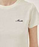 W SMALL LETTERING SLIM CROP TEE IN IVORY image 4