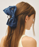 CIRCLE LOGO RIBBON HAIR CLIP IN BLUE image 4