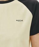 W SMALL REGULAR LOGO RAGLAN CROP TEE IN CHARCOAL GREY image 4