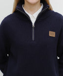 HALF NECK ZIPUP KNIT IN NAVY image 4
