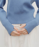 W CLASSIC LOGO CROP KNIT IN ASH BLUE image 4
