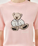 W DOODLE BEAR HALF KNIT PULLOVER IN LIGHT PINK image 4