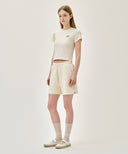 W LACE DETAIL SWEAT SHORTS IN IVORY image 4