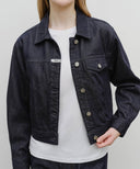 W DENIM TUCK DETAIL JACKET IN DARK BLUE image 4