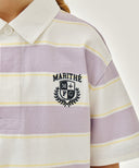 KIDS MULTI STRIPE COLLAR TEE IN LIGHT PURPLE image 4