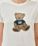 W DOODLE BEAR TEE IN WHT/ BEG image 4