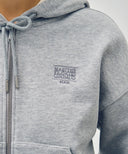 W BACK CLASSIC LOGO CROP HOODIE ZIPUP IN HEATHER GREY image 4
