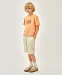 KIDS COTTON CARGO SHORTS IN CREAM image 4
