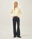 W LACE DETAIL CROP SWEATSHIRT IN IVORY image 5