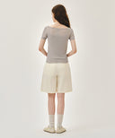 W BERMUDA HALF PANTS IN IVORY image 5