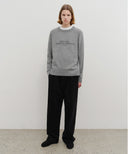 LETTERING LOGO KNIT PULLOVER IN HEATHER GREY image 5