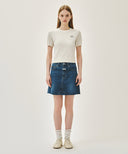 W SMALL CLASSIC LOGO HALF KNIT PULLOVER IN IVORY image 7