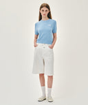W SMALL CLASSIC LOGO HALF KNIT PULLOVER IN SKY BLUE image 5